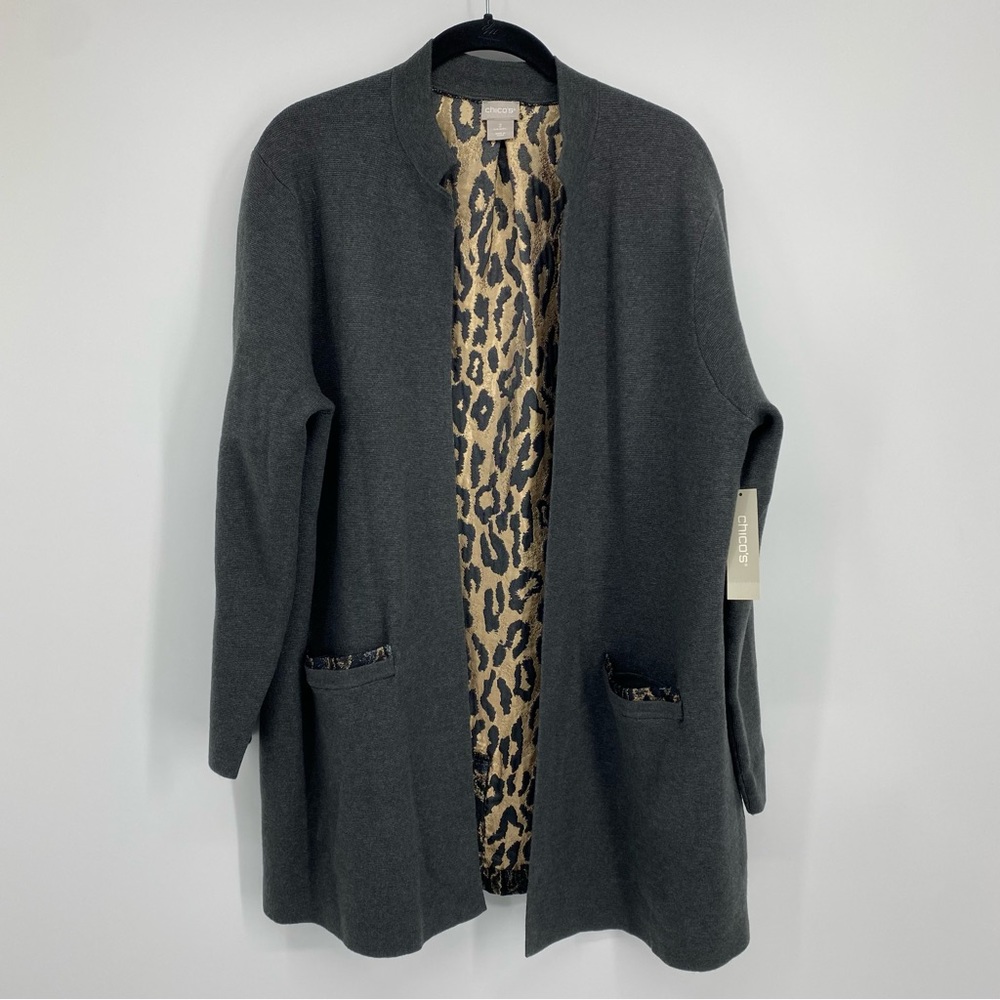 Chico’s Cardigan Sweater Animal Print Back Size 2 (large 12)